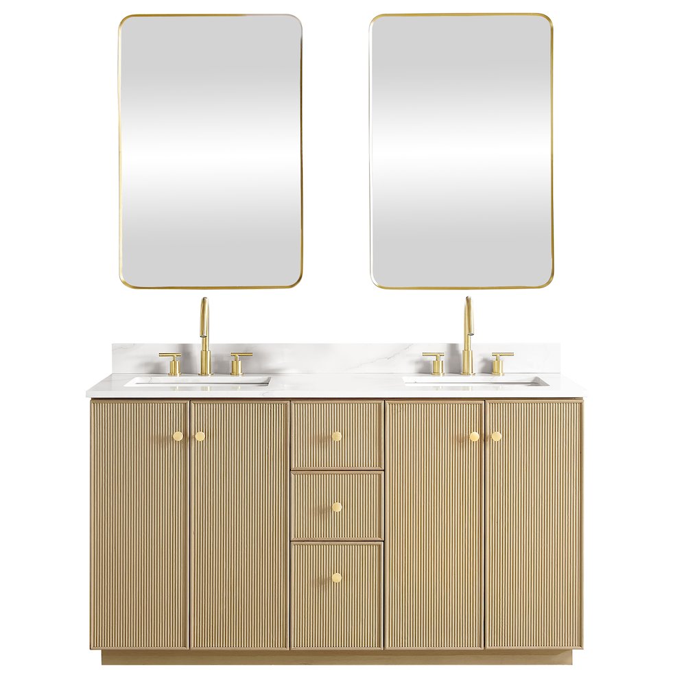 Oza 60M" Free-standing Double Bath Vanity in Aged Natural Oak. Picture 1