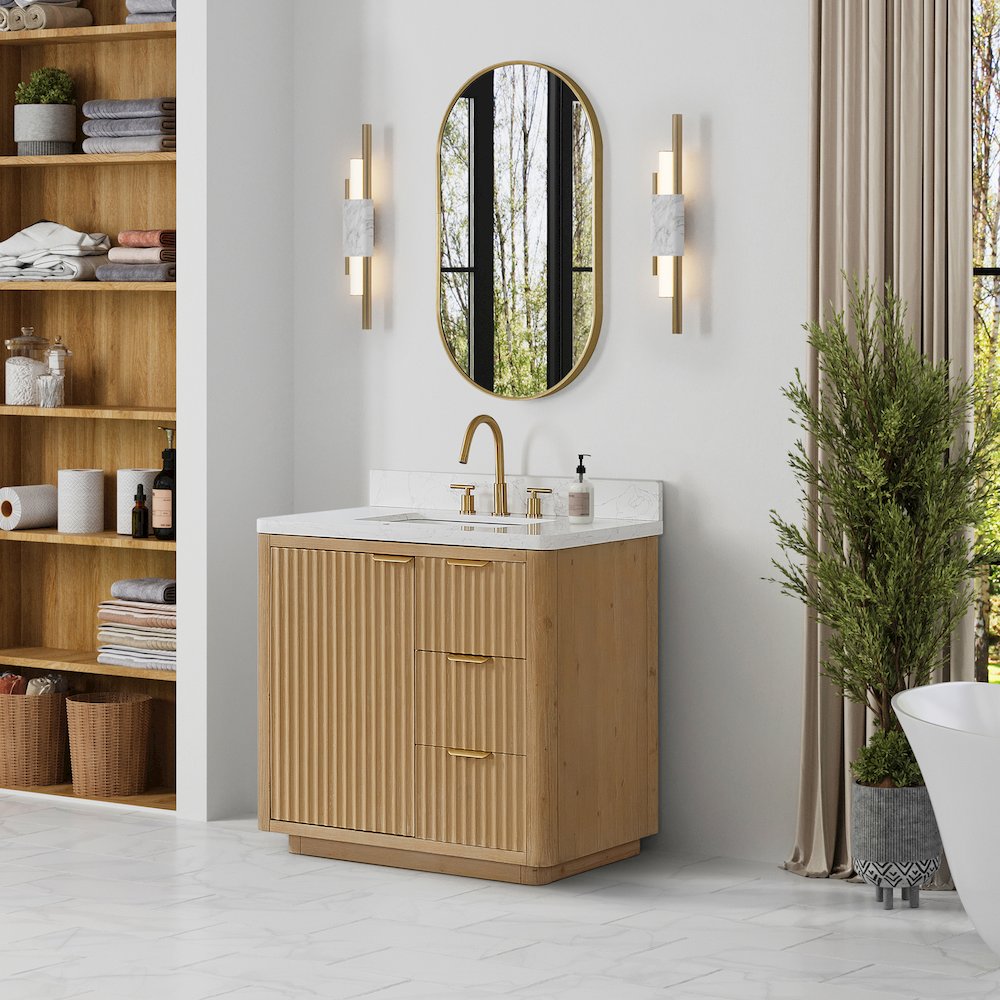 Cádiz 36in. Free-standing Single Bathroom Vanity in Washed Ash Grey. Picture 5