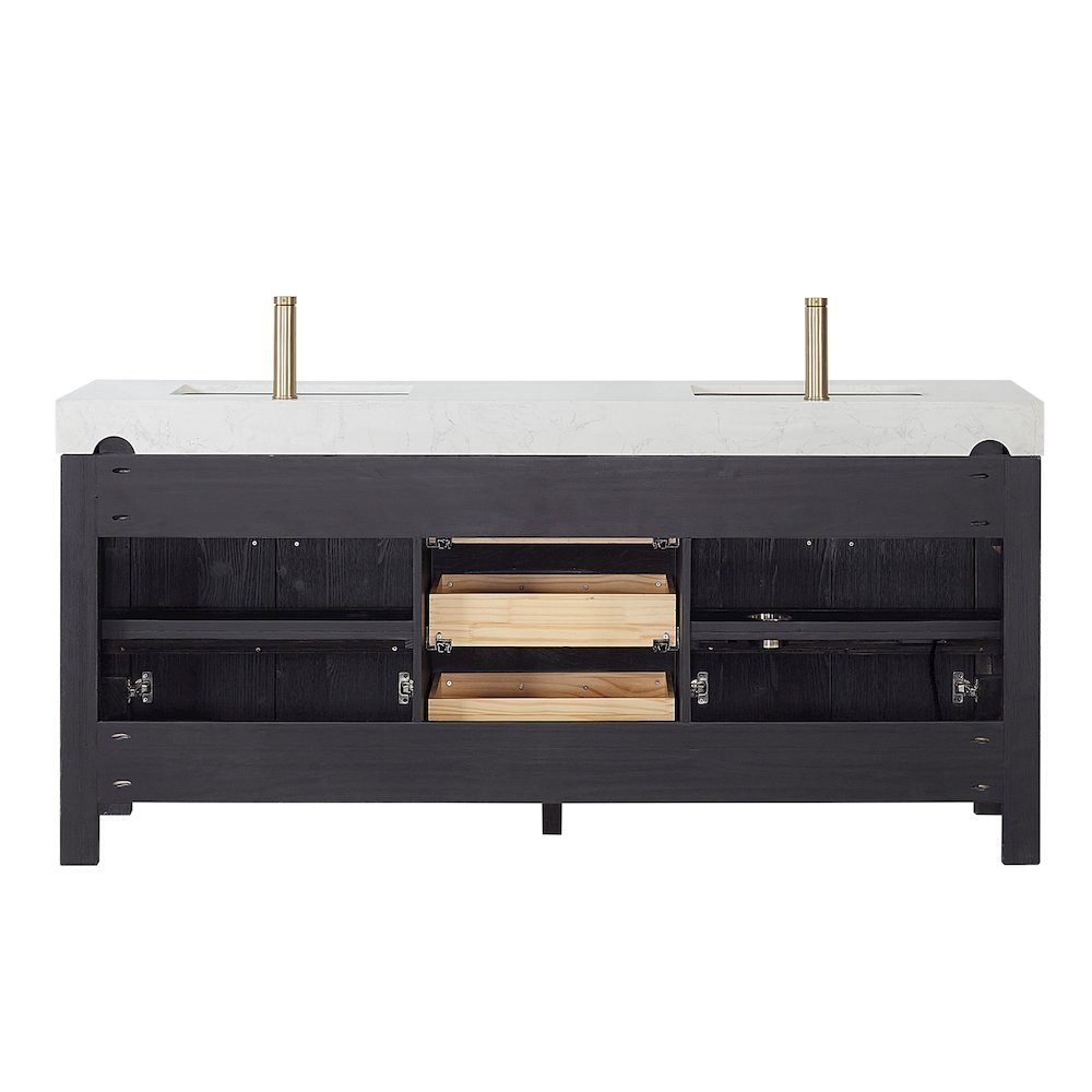 León 72in. Free-standing Double Bathroom Vanity in Fir Wood Black. Picture 15