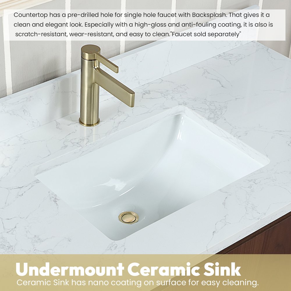 San 60" Free-standing Single Bath Vanity in Natural Walnut. Picture 7