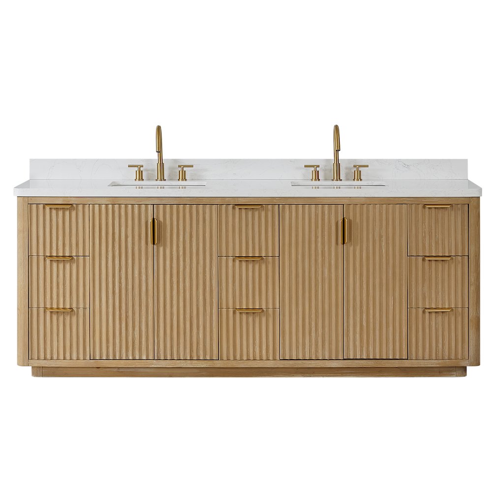 Cádiz 84in. Free-standing Double Bathroom Vanity in Washed Ash Grey. Picture 1