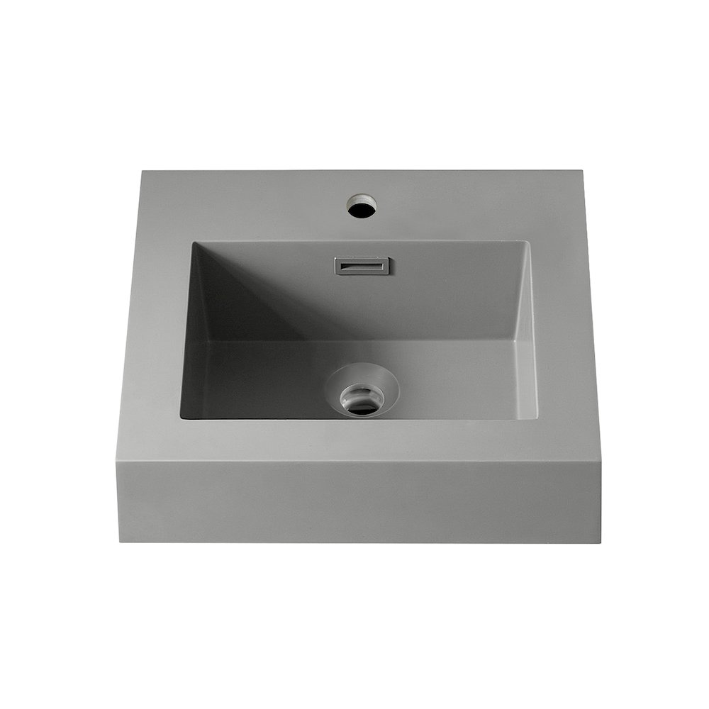 Square Grey Finish Composite Granite Stone Console Bathroom Vanity Sink. Picture 1