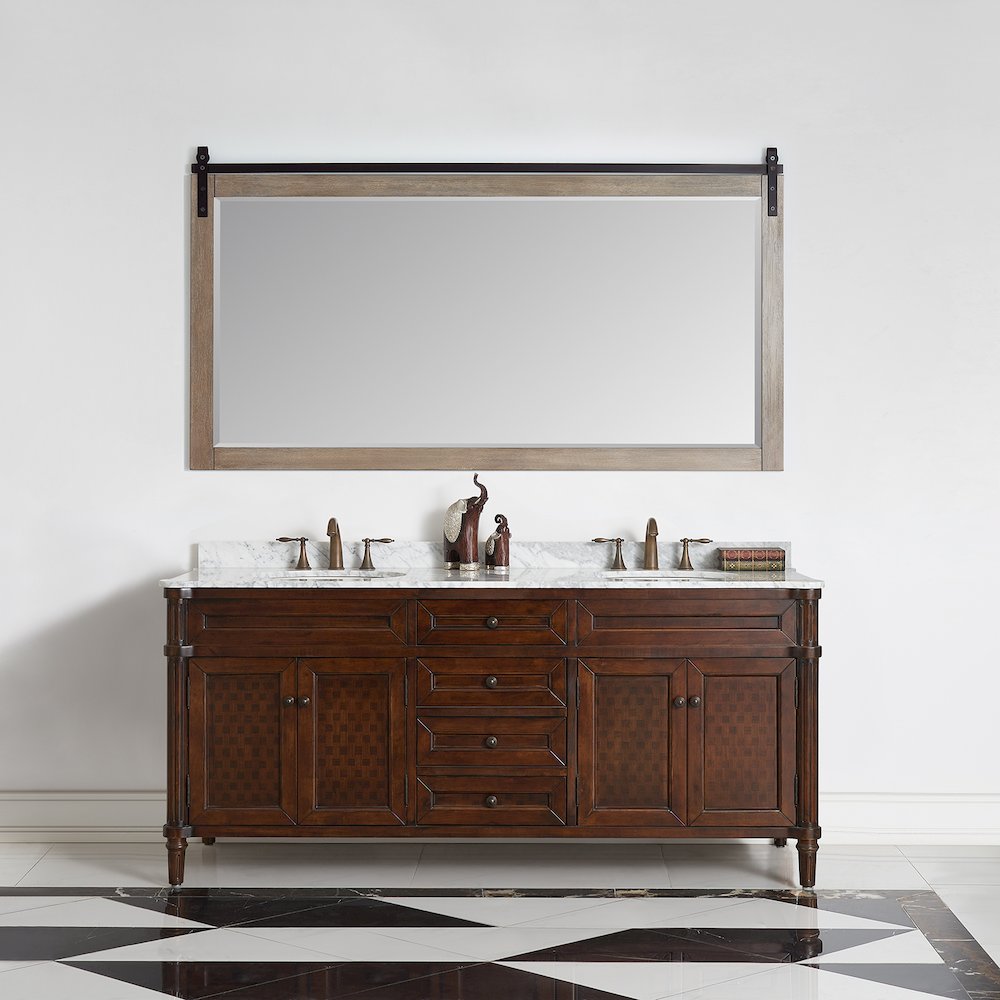 Cortes 72" Rectangular Bathroom Vanity Barndoor Wall Mount Mirror in Grey. Picture 7