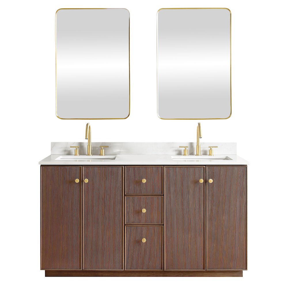 Oza 60M" Free-standing Double Bath Vanity in Aged Dark Brown Oak. Picture 1