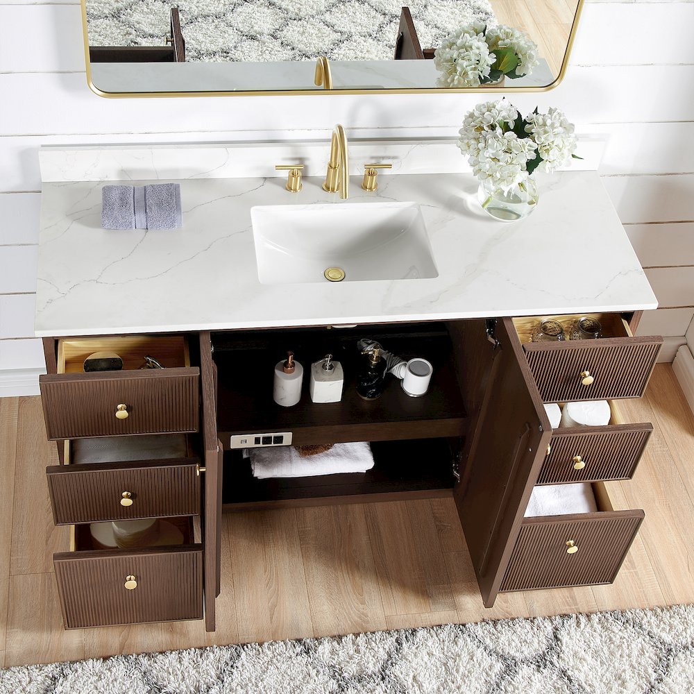 Oza 60" Free-standing Single Bath Vanity in Aged Dark Brown Oak. Picture 7