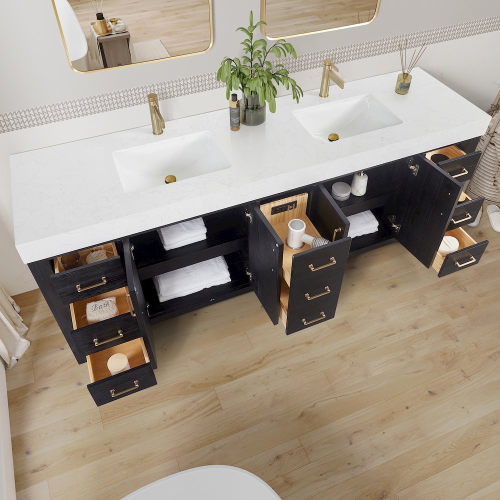 León 84in. Free-standing Double Bathroom Vanity in Fir Wood Black. Picture 6