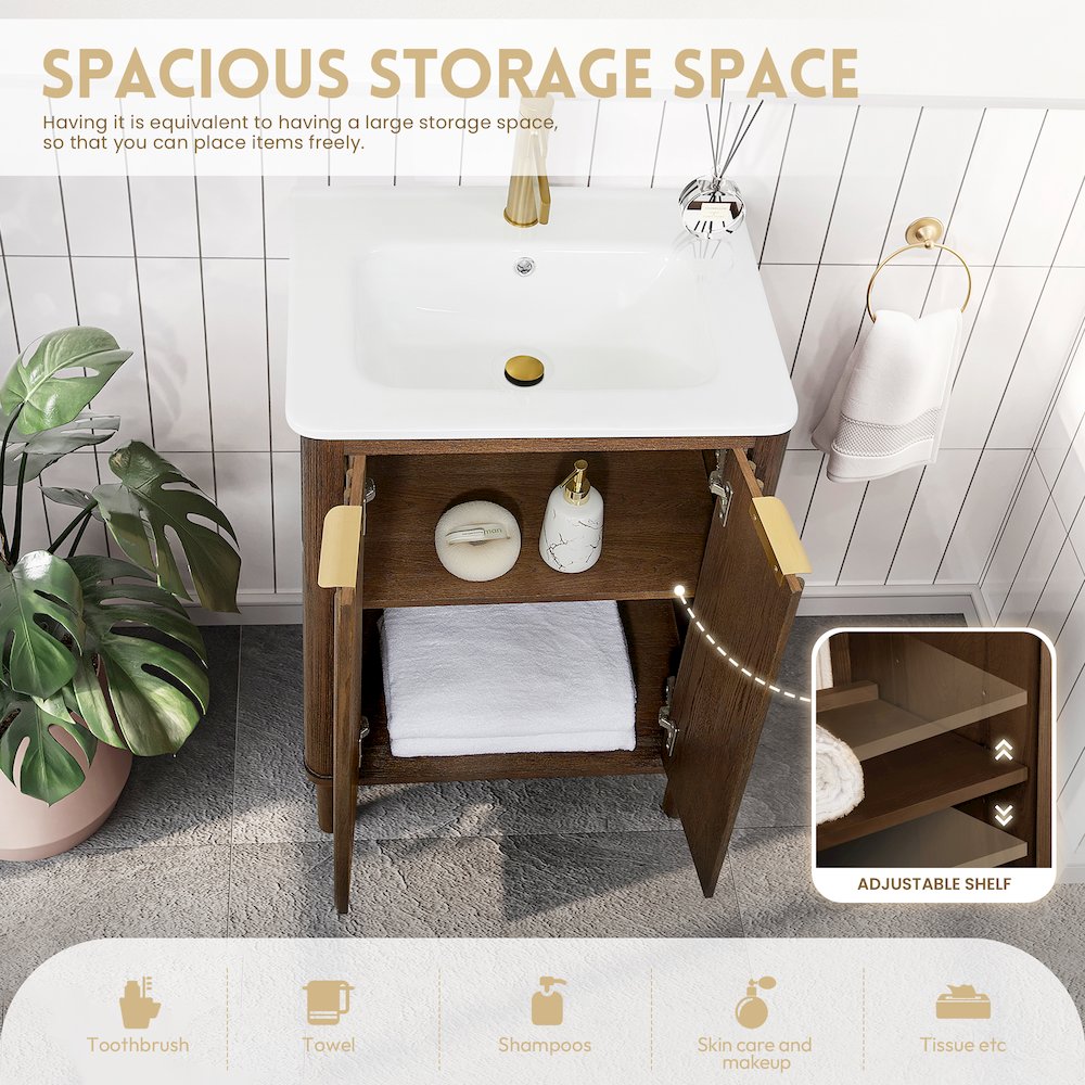 Mumbai 24" Free-standing Single Bath Vanity in Aged Dark Brown Oak. Picture 7