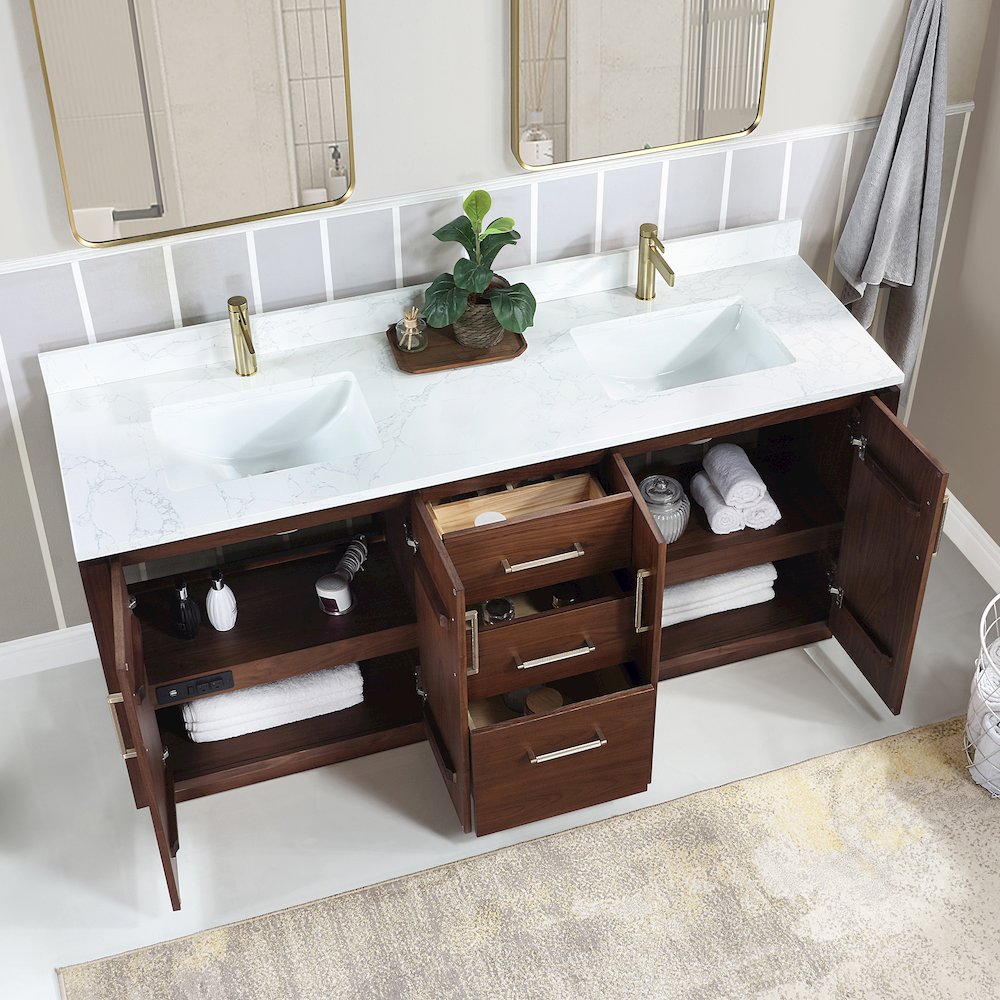 San 72" Free-standing Double Bath Vanity in Natural Walnut. Picture 6