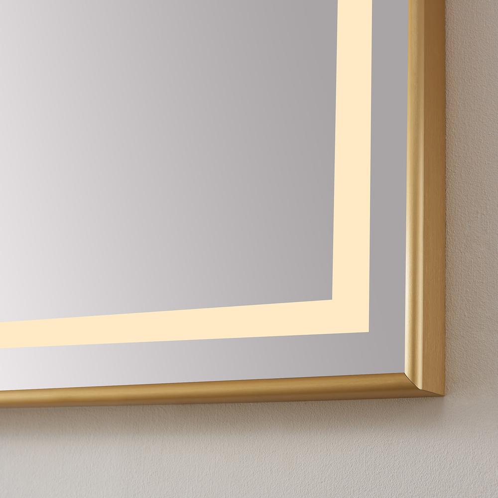 36" Rectangular Aluminum Framed LED Wall Mount Bathroom Vanity Mirror in Gold. Picture 7