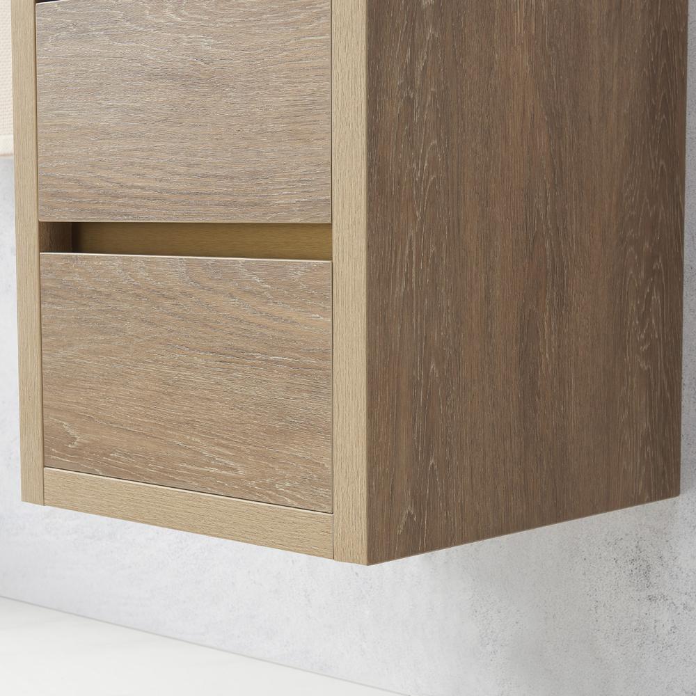 Single Sink Wall-Mount Bath Vanity Composite Integral Square Sink Top, Mirror. Picture 9