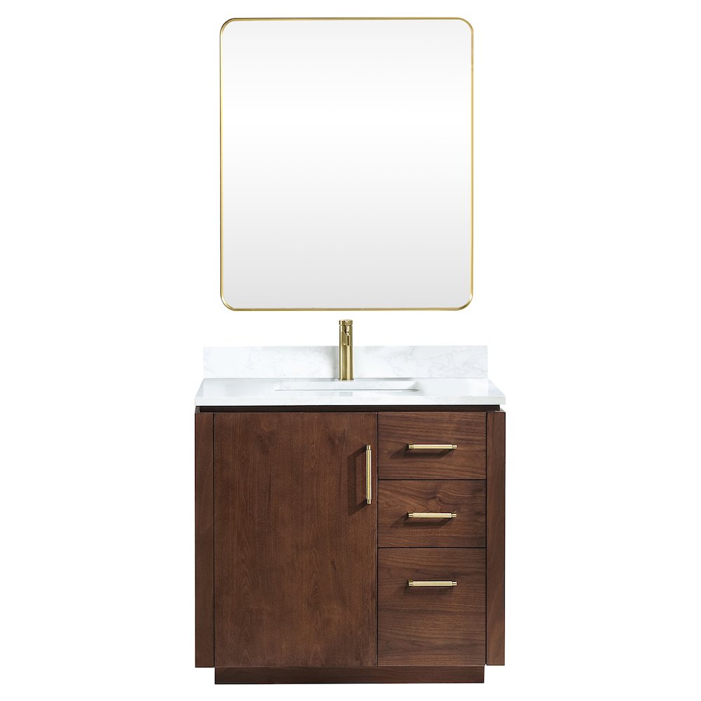 San 36" Free-standing Single Bath Vanity in Natural Walnut. Picture 1