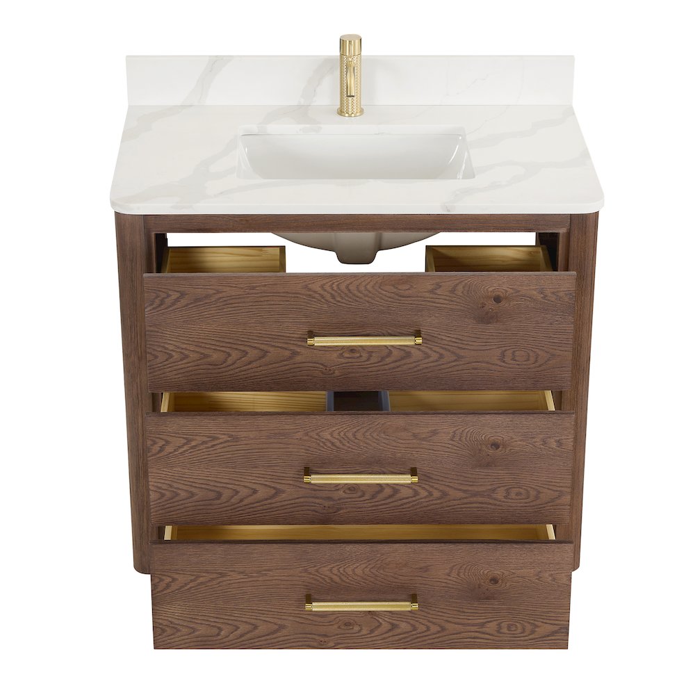 Porto 36" Free-standing Single Bath Vanity in Aged Dark Brown Oak. Picture 11