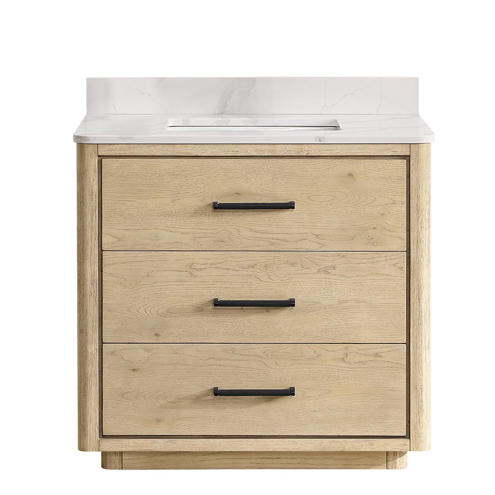 Porto 36" Free-standing Single Bath Vanity in Aged Natural Oak. Picture 2