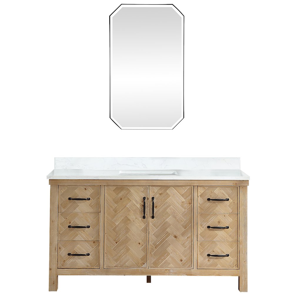 Javier 60" Free-standing Single Bath Vanity in Spruce Antique Brown. Picture 2