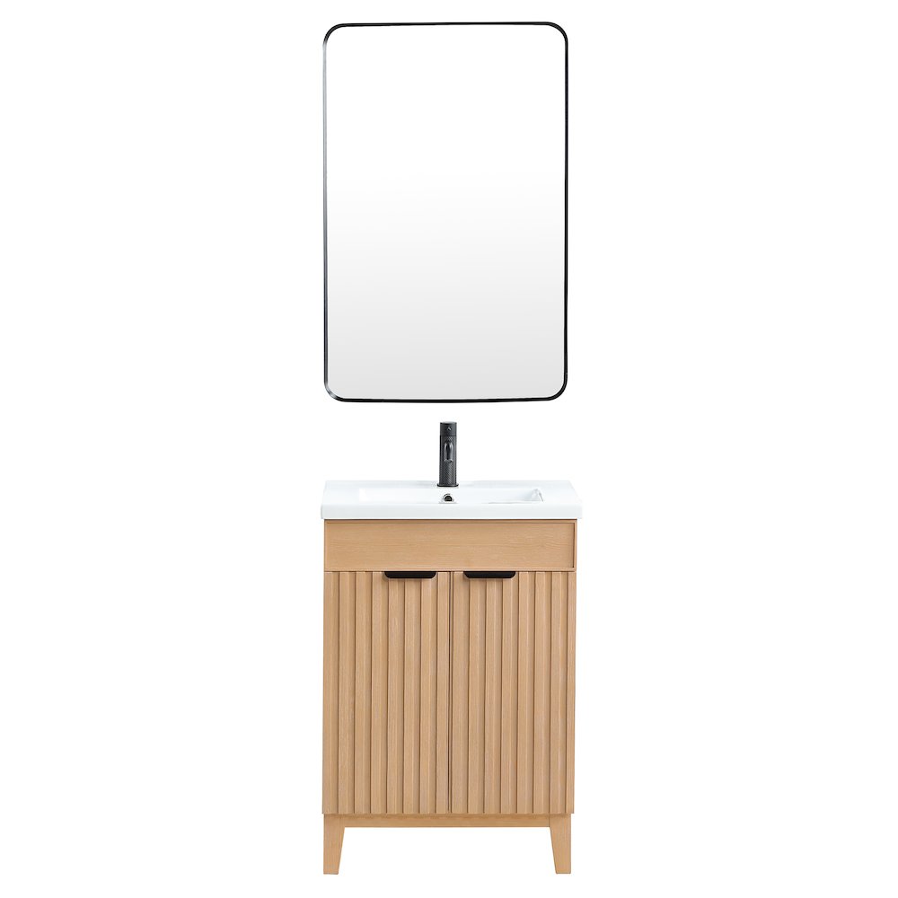 Palos 24" Free-standing Single Bath Vanity in Fir Wood Brown. Picture 1