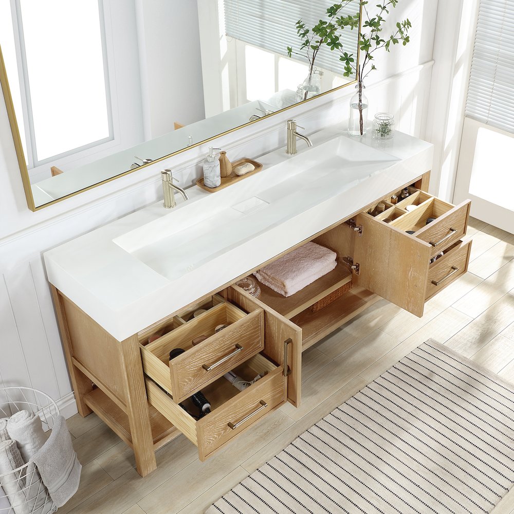 Vera 72" Free-standing Single Bath Vanity in Washed Ash Grey. Picture 6