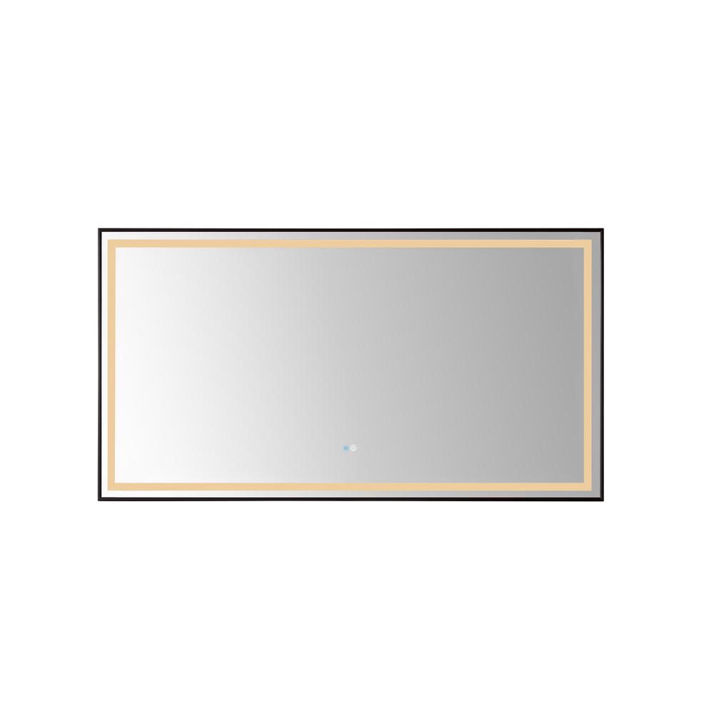 60" Rectangular Aluminum Framed LED Wall Mount Bathroom Vanity Mirror in Black. Picture 1