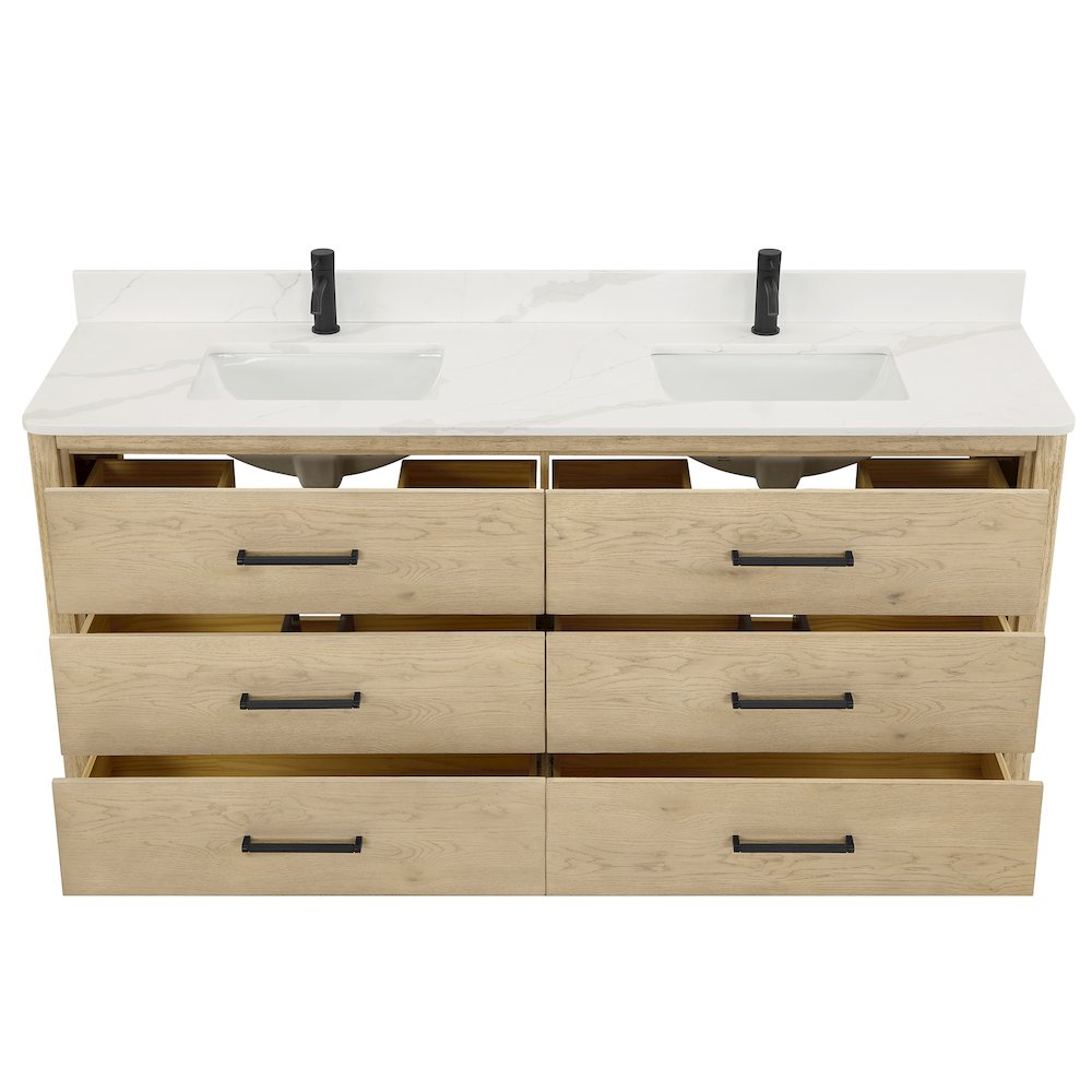 Porto 72" Free-standing Double Bath Vanity in Aged Natural Oak. Picture 10