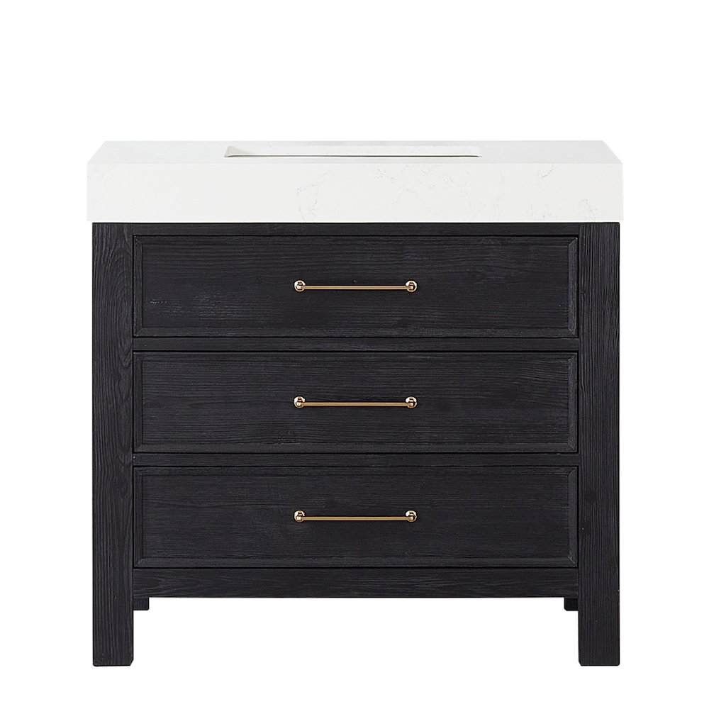León 36in. Free-standing Single Bathroom Vanity in Fir Wood Black. Picture 1