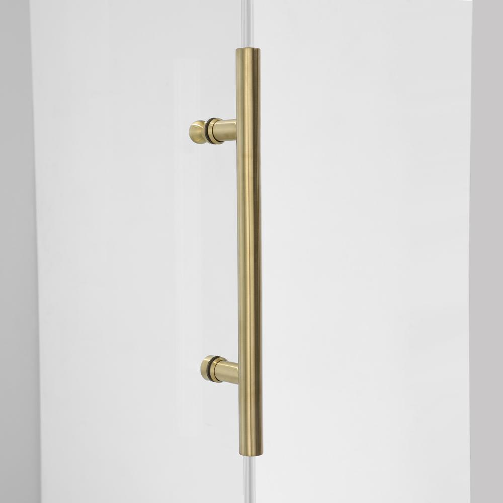 Villena 60" W x 58" H Single Sliding Frameless Tub Door in Brushed Gold. Picture 2