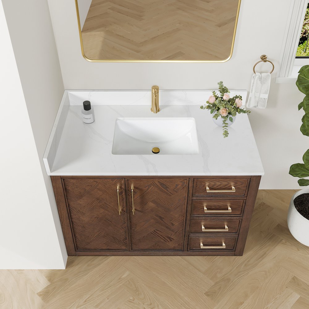 Jakarta 42" Freestanding Single Bath Vanity in Aged Dark Brown Oak. Picture 5