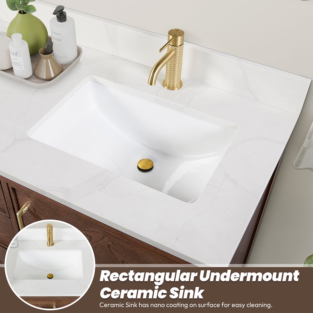 Jakarta 36" Freestanding Single Bath Vanity in Aged Dark Brown Oak. Picture 7