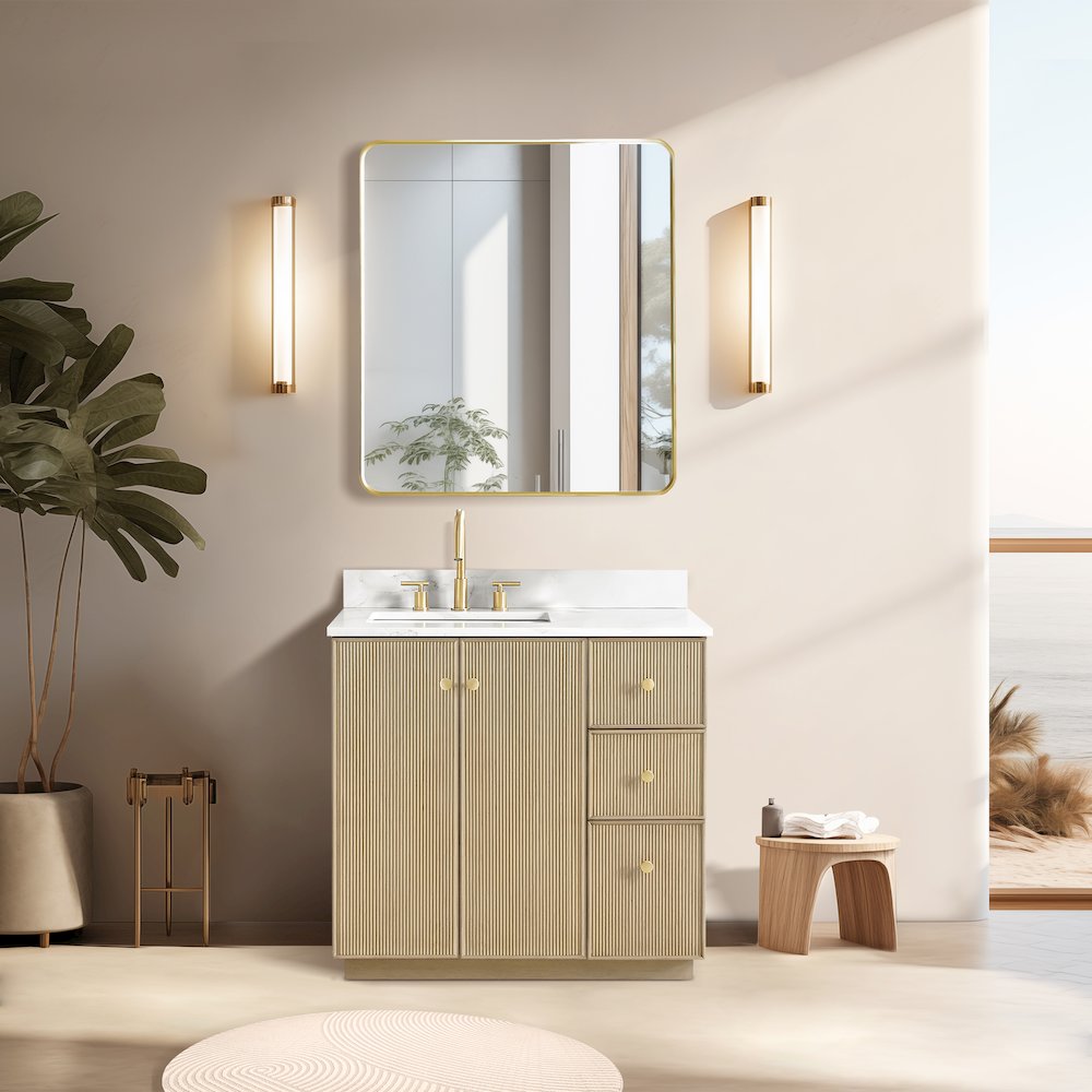 Oza 36" Free-standing Single Bath Vanity in Aged Natural Oak. Picture 9