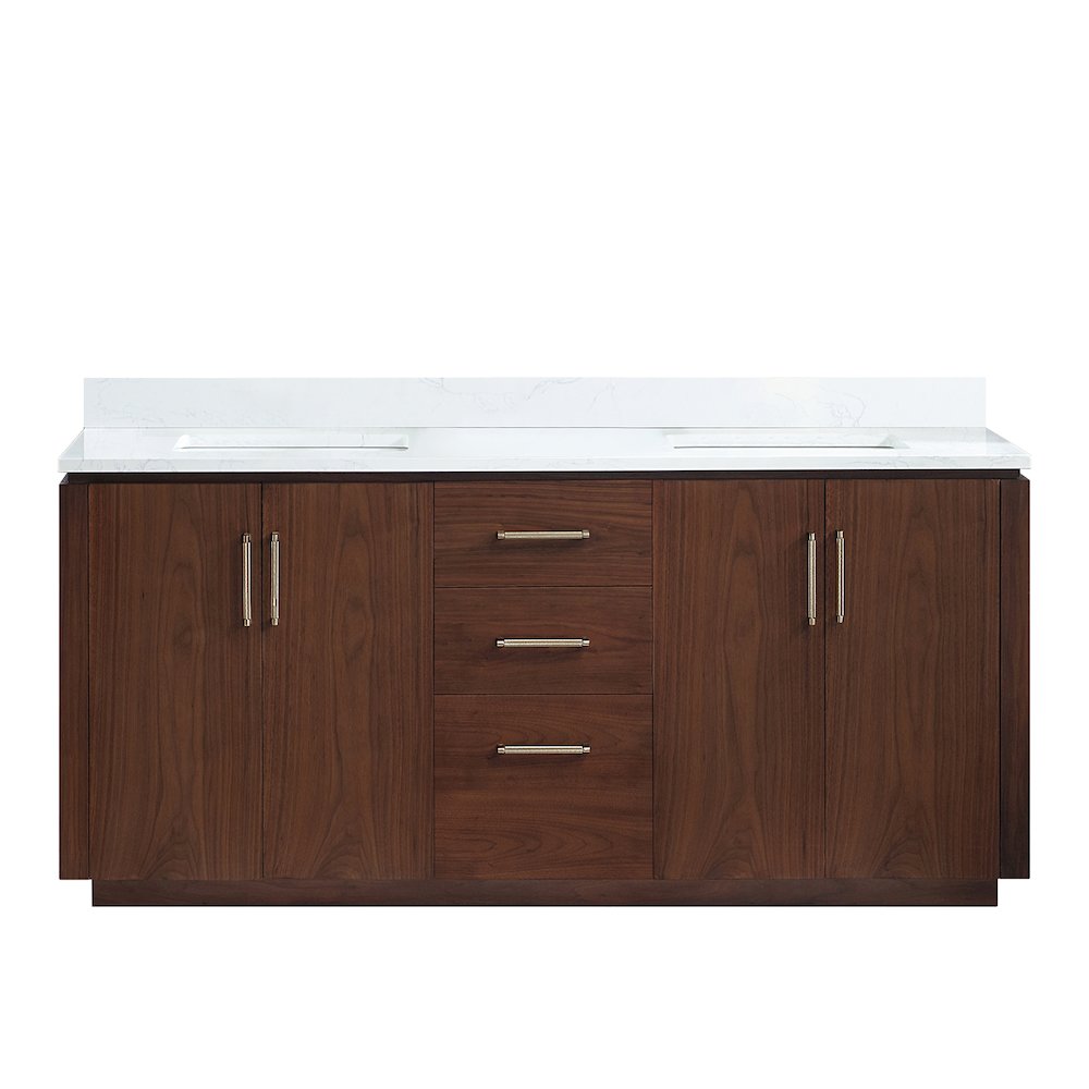 San 72" Free-standing Double Bath Vanity in Natural Walnut. Picture 2