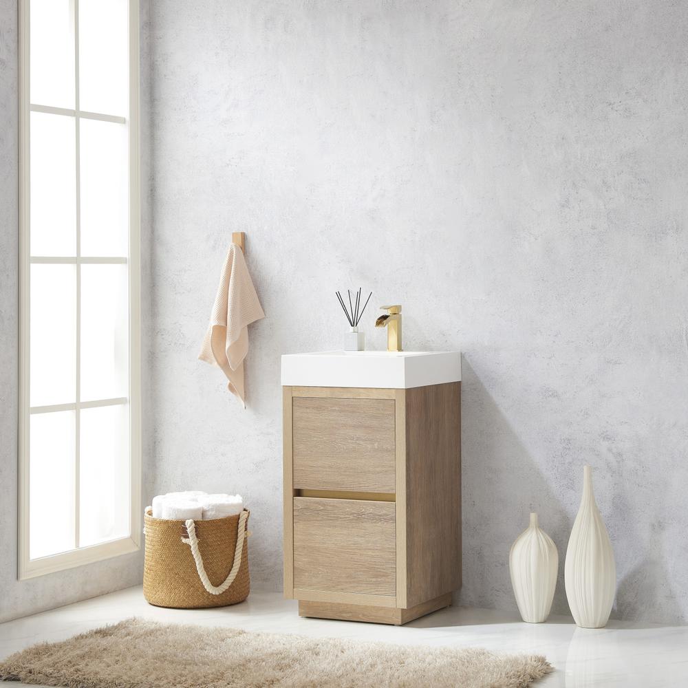 Single Sink Bath Vanity with White Composite Integral Square Sink Top. Picture 4