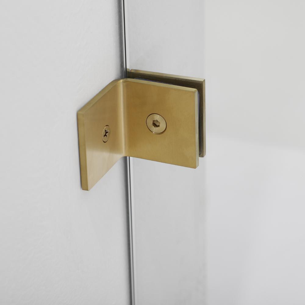 Rectangle Single Sliding Frameless Shower Enclosure in Brushed Gold. Picture 5