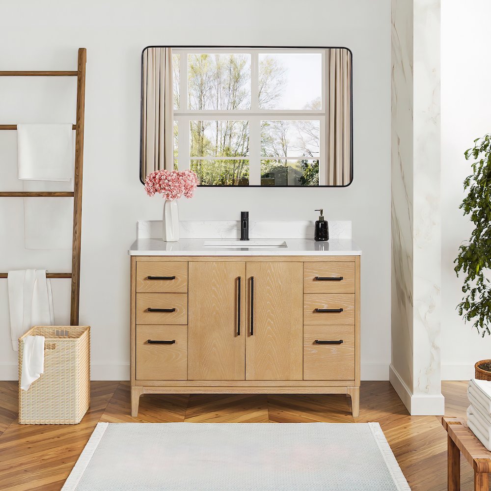 Gara 48" Free-standing Single Bath Vanity in Washed Ash Grey. Picture 4