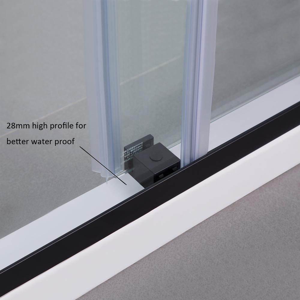 Spezia 56" W x 76" H Double Sliding Frameless Shower Door in Matte Black. Picture 8