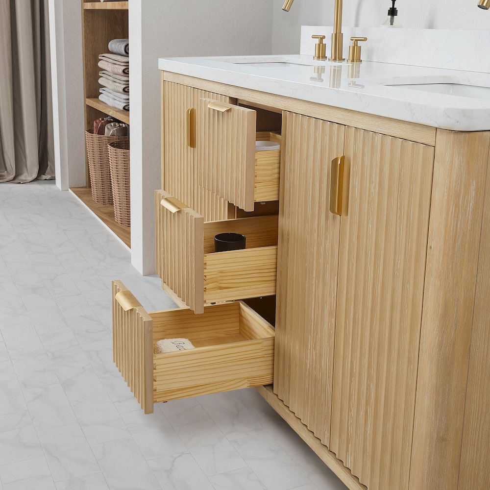 Cádiz 60in. Free-standing Double Bathroom Vanity in Washed Ash Grey. Picture 12