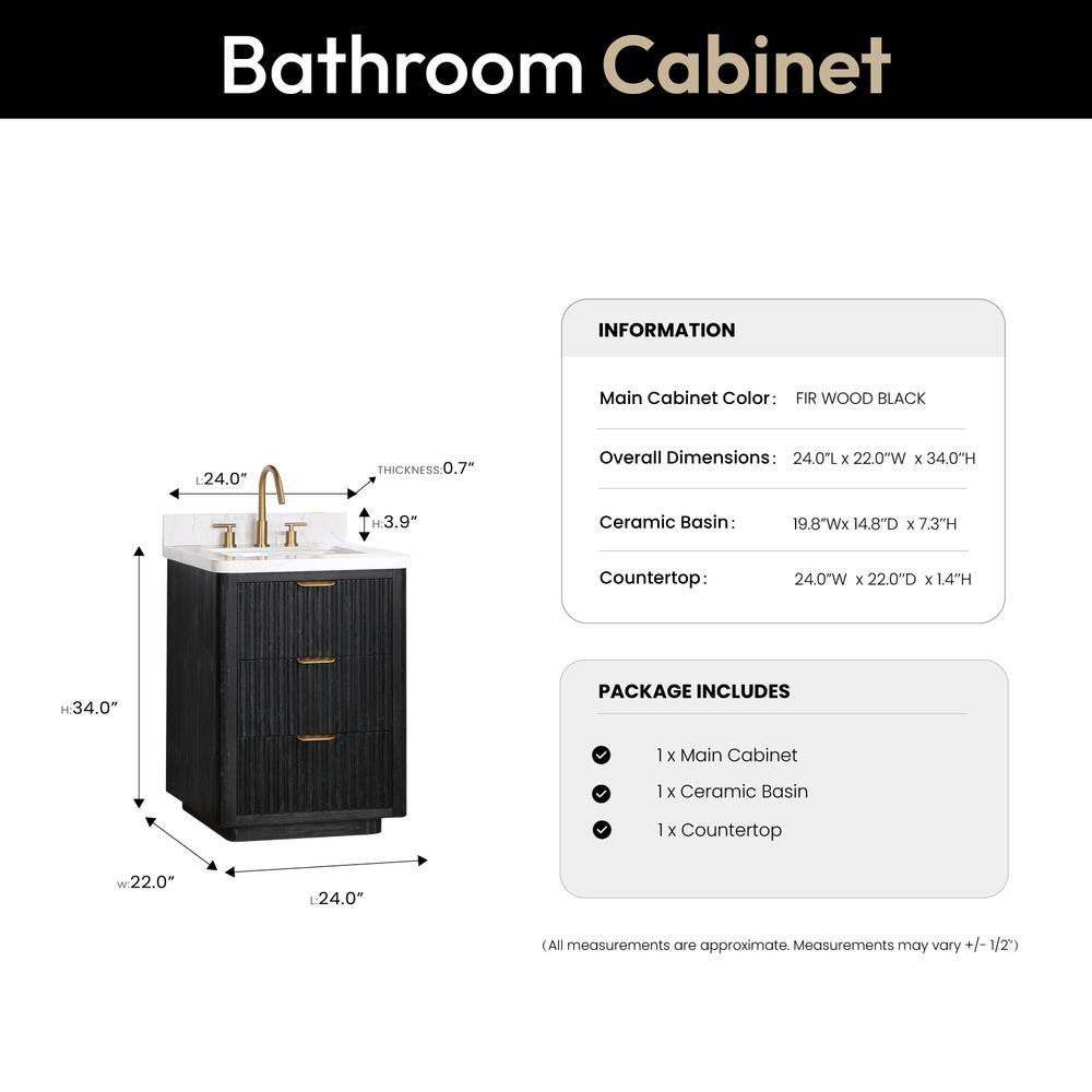 Free-standing Single Bathroom Vanity with Composite top in Lightning White. Picture 16
