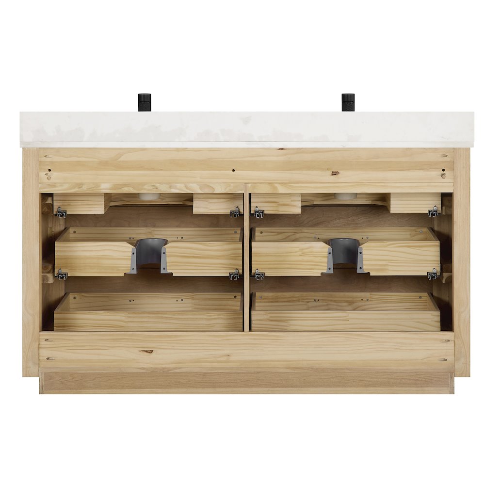 Porto 60M" Free-standing Double Bath Vanity in Aged Natural Oak. Picture 11
