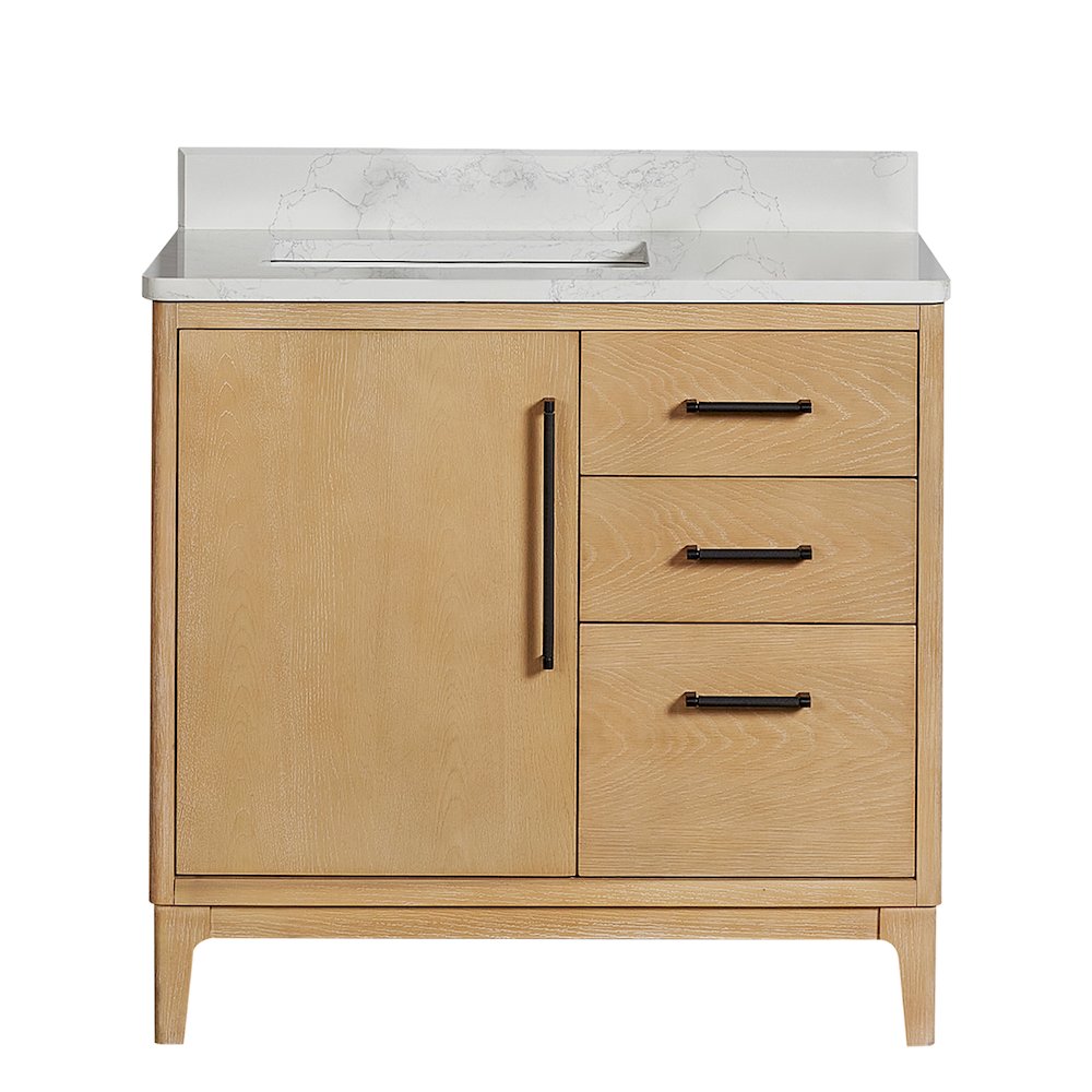 Gara 36" Free-standing Single Bath Vanity in Washed Ash Grey. Picture 2