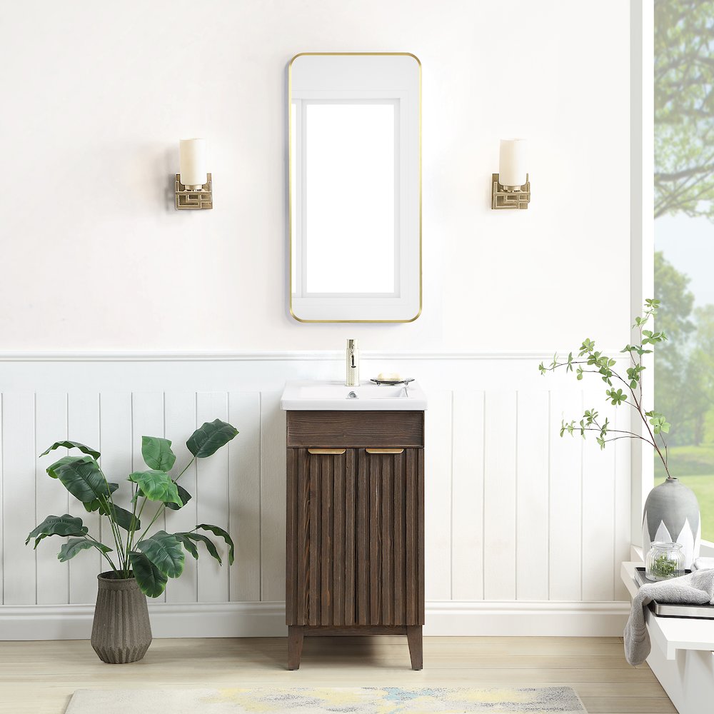 Palos 18" Free-standing Single Bath Vanity in Spruce Aged Brown. Picture 3