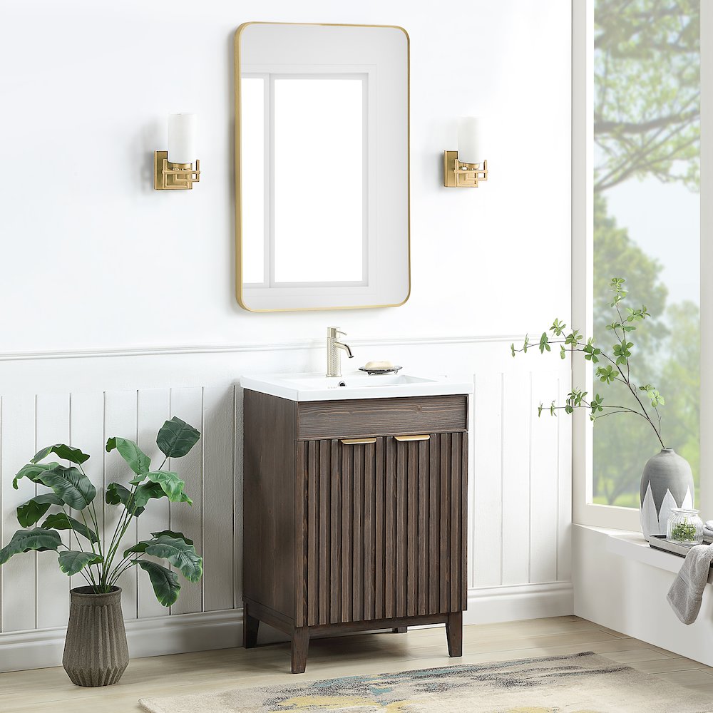 Palos 24" Free-standing Single Bath Vanity in Spruce Aged Brown. Picture 4
