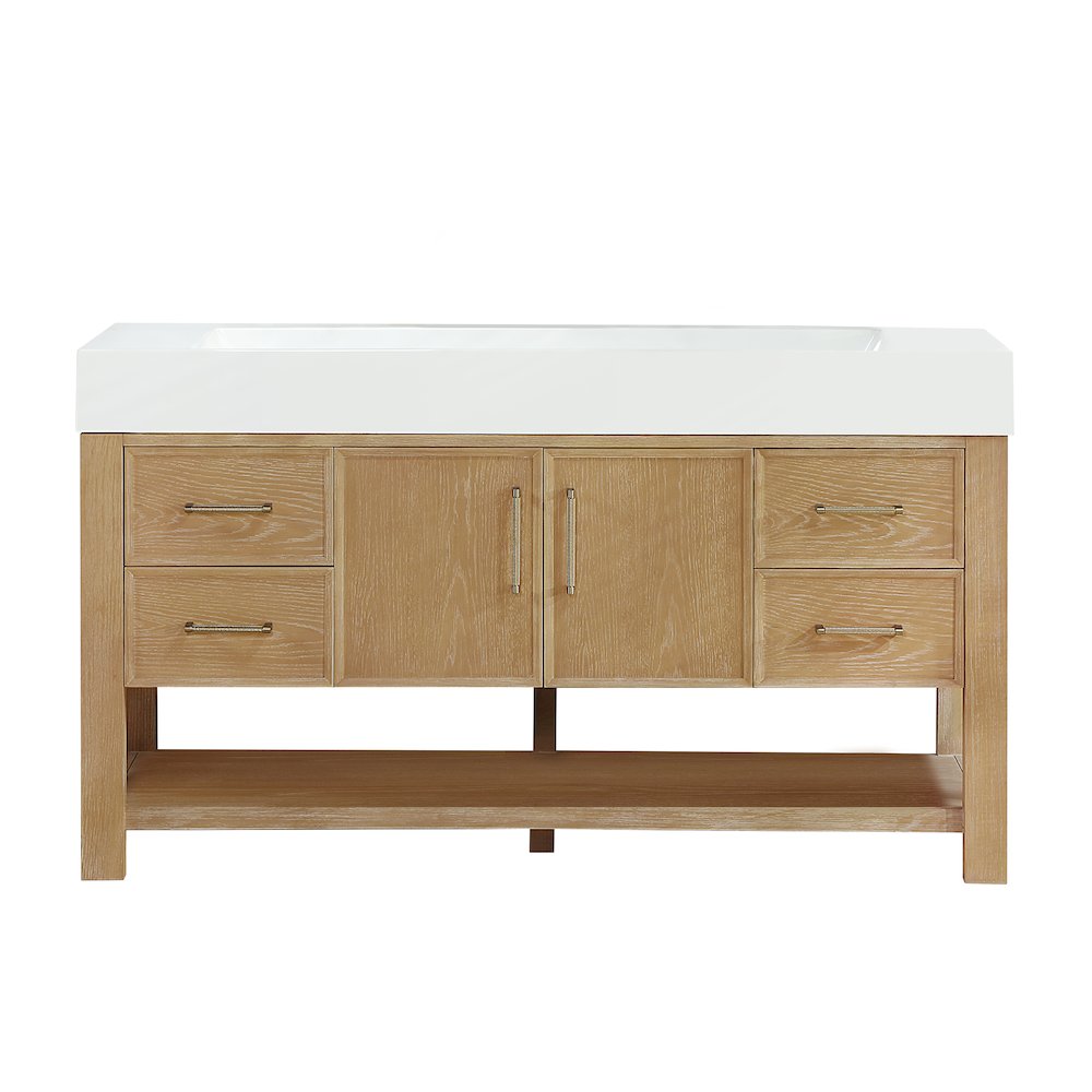 Vera 60" Free-standing Single Bath Vanity in Washed Ash Grey. Picture 3
