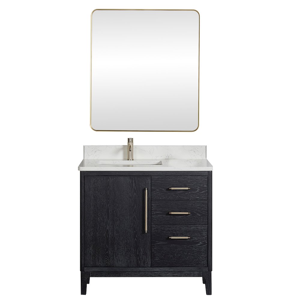 Gara 36" Free-standing Single Bath Vanity in Fir Wood Black. Picture 1