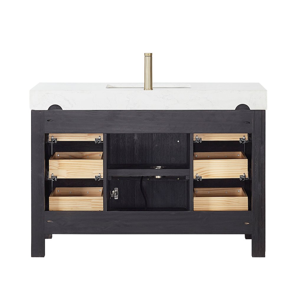León 48in. Free-standing Single Bathroom Vanity in Fir Wood Black. Picture 15
