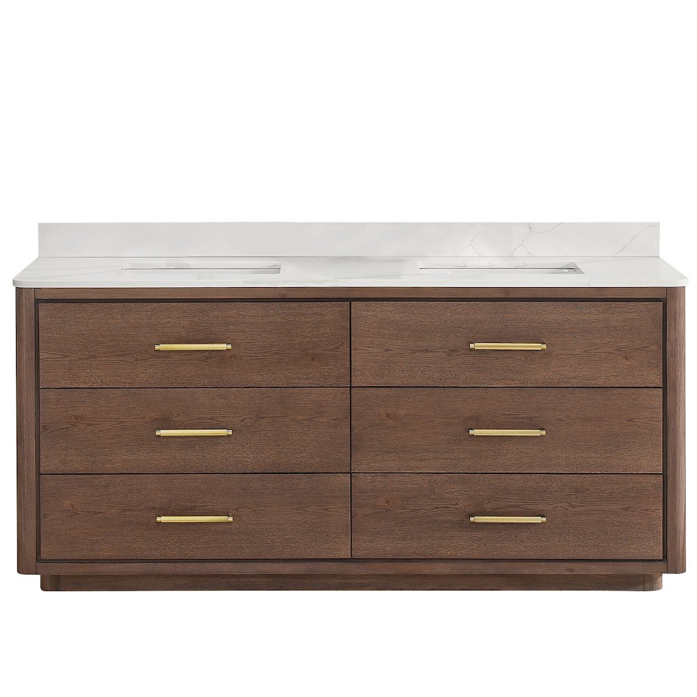 Porto 72" Free-standing Double Bath Vanity in Aged Dark Brown Oak. Picture 2