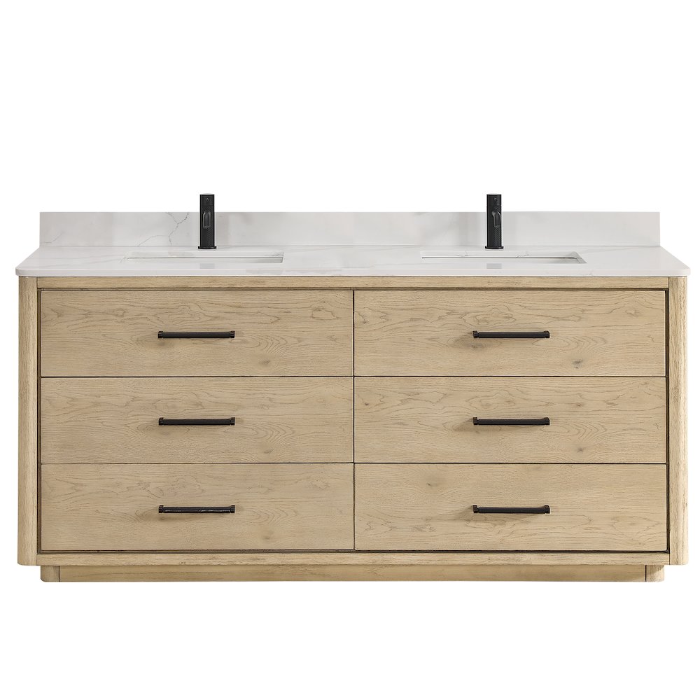 Porto 72" Free-standing Double Bath Vanity in Aged Natural Oak. Picture 1
