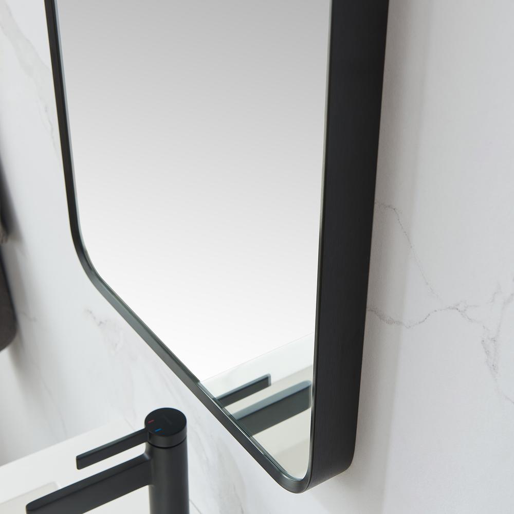 Mutriku 18 in. W x 36 in. H Rectangle Metal Wall Mirror in Brushed Black. Picture 6
