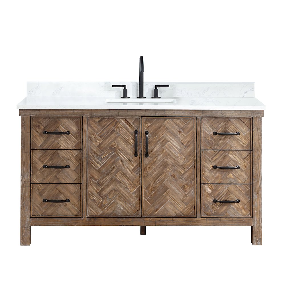 Javier 60" Free-standing Single Bath Vanity in Spruce Antique Gray. Picture 1