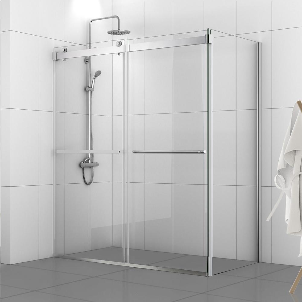 Rectangle Double Sliding Frameless Shower Enclosure in Polished Chrome. Picture 7