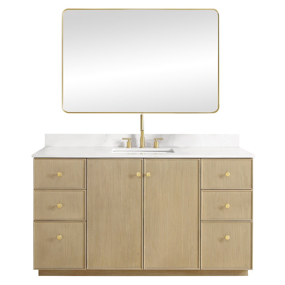 Oza 60" Free-standing Single Bath Vanity in Aged Natural Oak. Picture 1