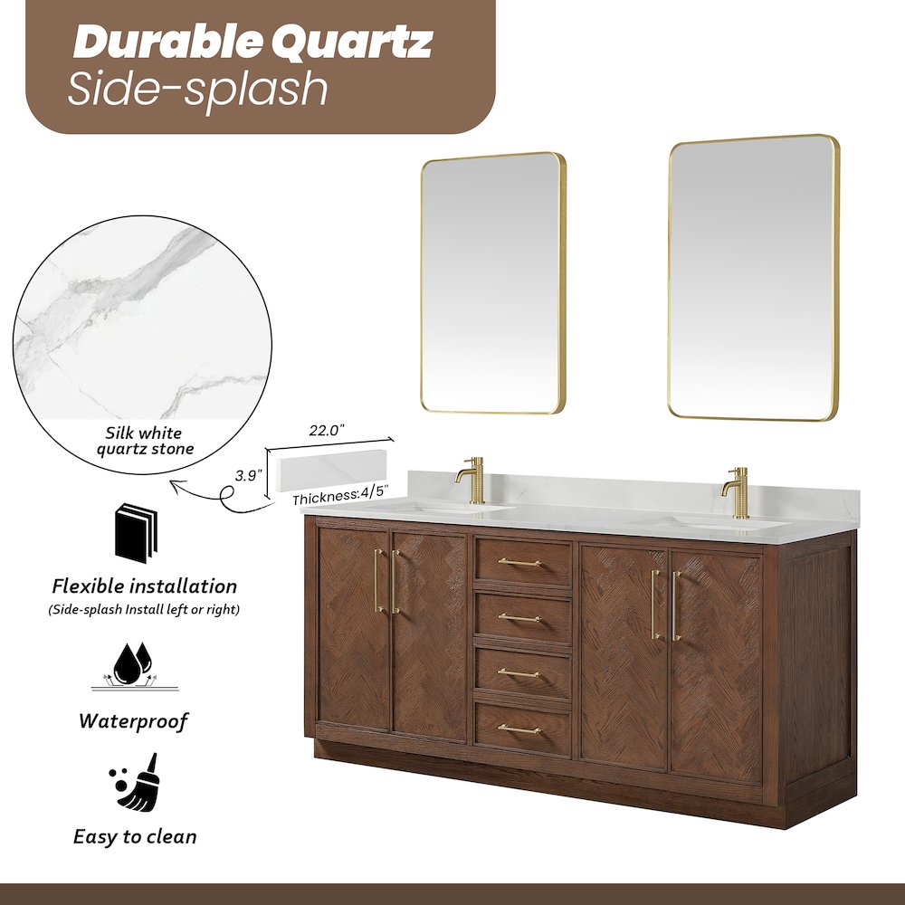 Jakarta 72" Freestanding Double Bath Vanity in Aged Dark Brown Oak. Picture 17