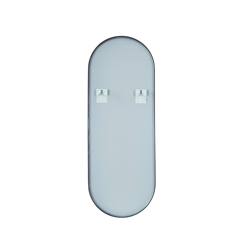 Luarca 18 in. W x 48 in. H Oval Metal Wall Mirror in Brushed Black. Picture 2