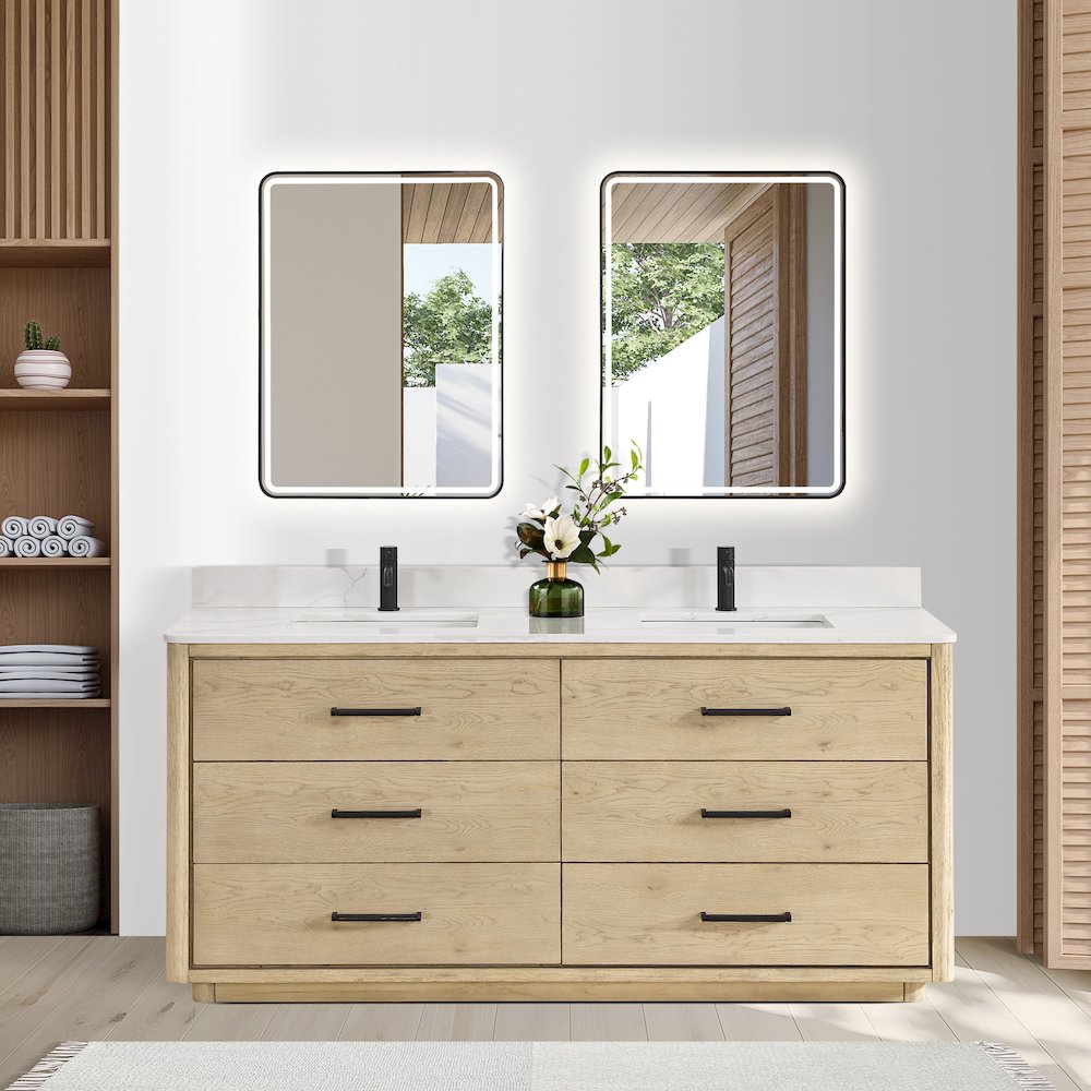 Porto 72" Free-standing Double Bath Vanity in Aged Natural Oak. Picture 8
